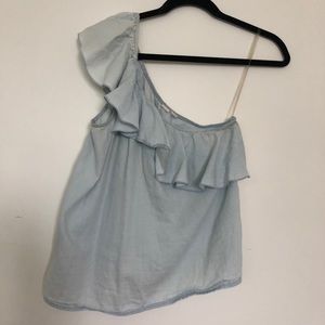 One Shoulder Chambray Top